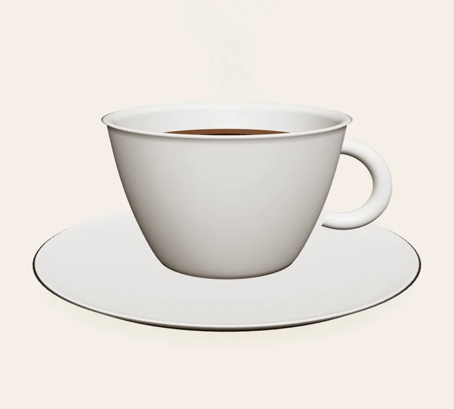 Xícara de café branca sobre o pires
